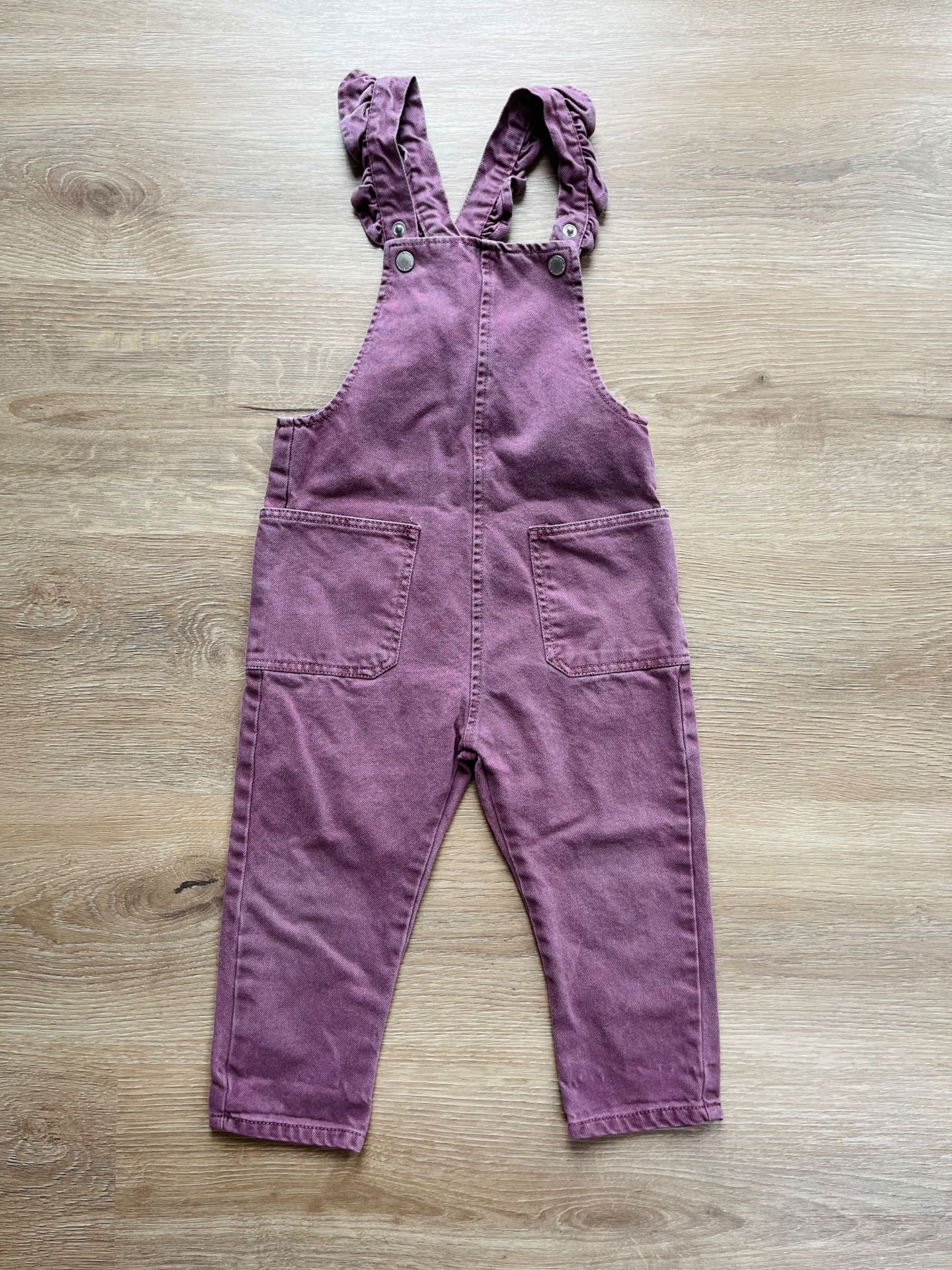 Wrzosowe fioletowe długie ogrodniczki Zara r. 98/104