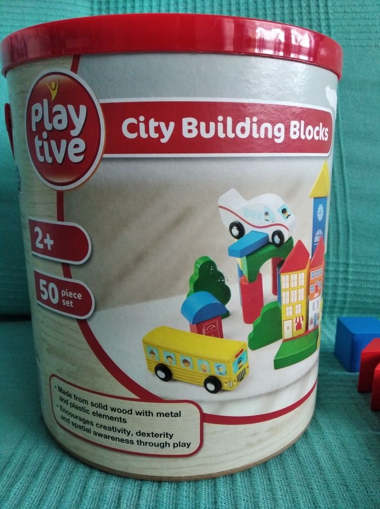 Drewniane klocki Play tive Miasto City Building Blocks / Prawie nowe