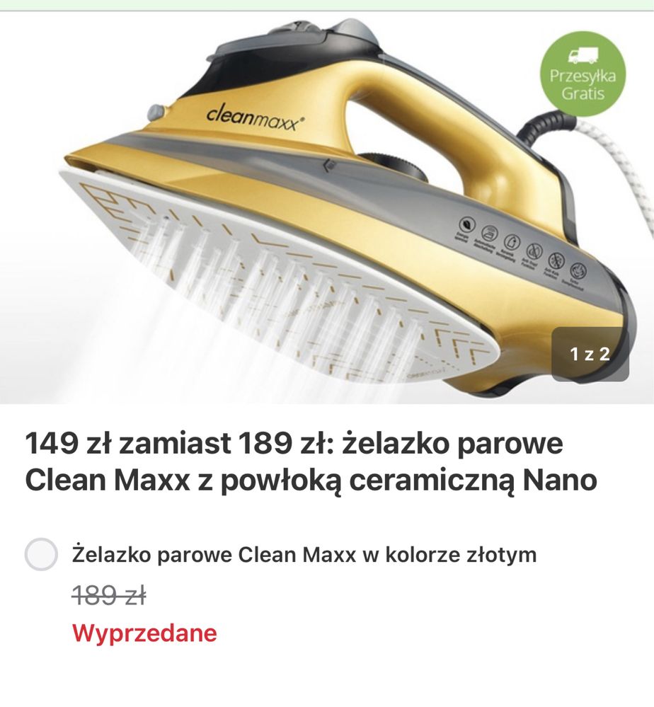 Żelazko parowe Clean Maxx z powłoką ceramiczną Nano