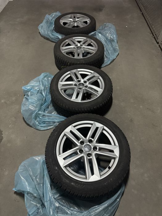 Felgi alum. Audi 17” 7J ET42 5x112 opony zim 225/50R17 Dunlop DOT 3118