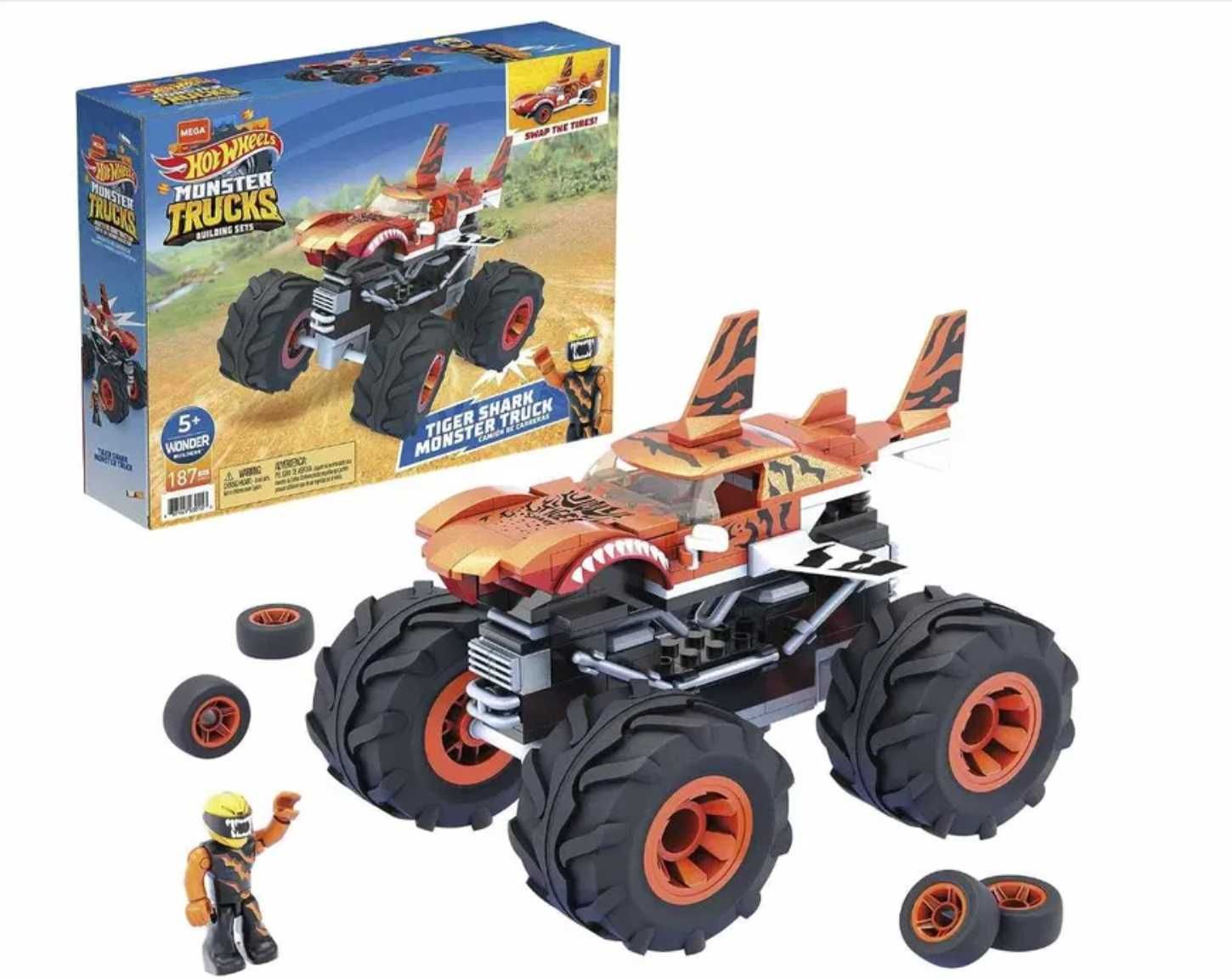 Хот Вілс Монстр Трак Конструктор Hot Wheels Construx Tiger Shark тигр