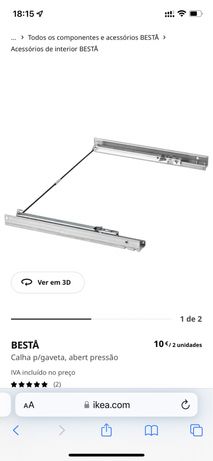 2 calhas para gavetas sistema Besta Ikea