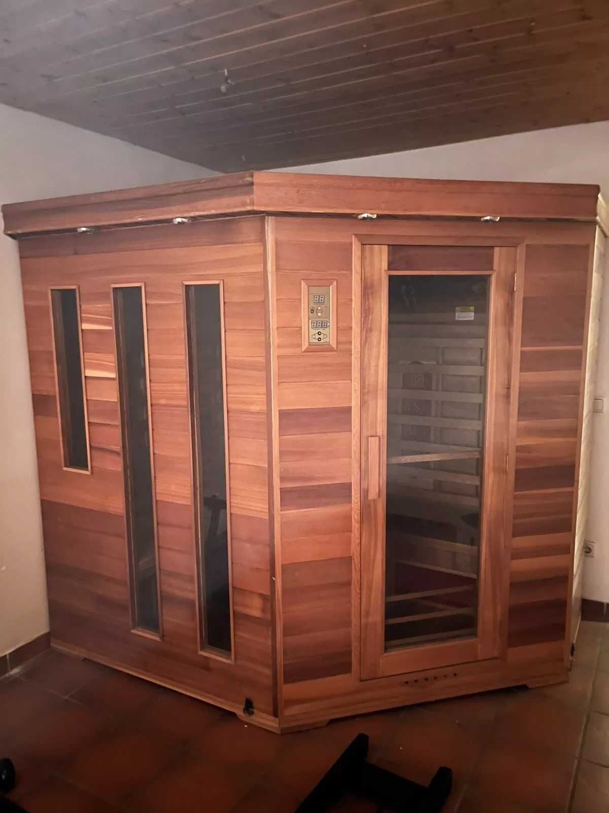 Sauna FIŃSKA + podczerwien INFRARED 2w1 nowy piec 3kW 6osobowa narożna
