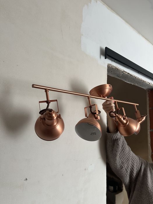 Lampa sufitowa loft / industrial miedziana 4-punktowa