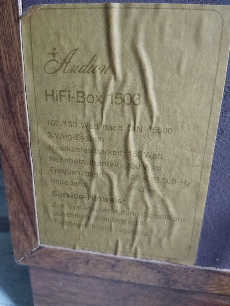 Kolumny podłogowe vintage. Audion HI FI Box 1503