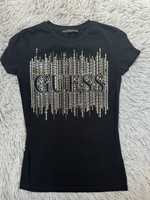 T-shirt błyszczący czarny Guess XS