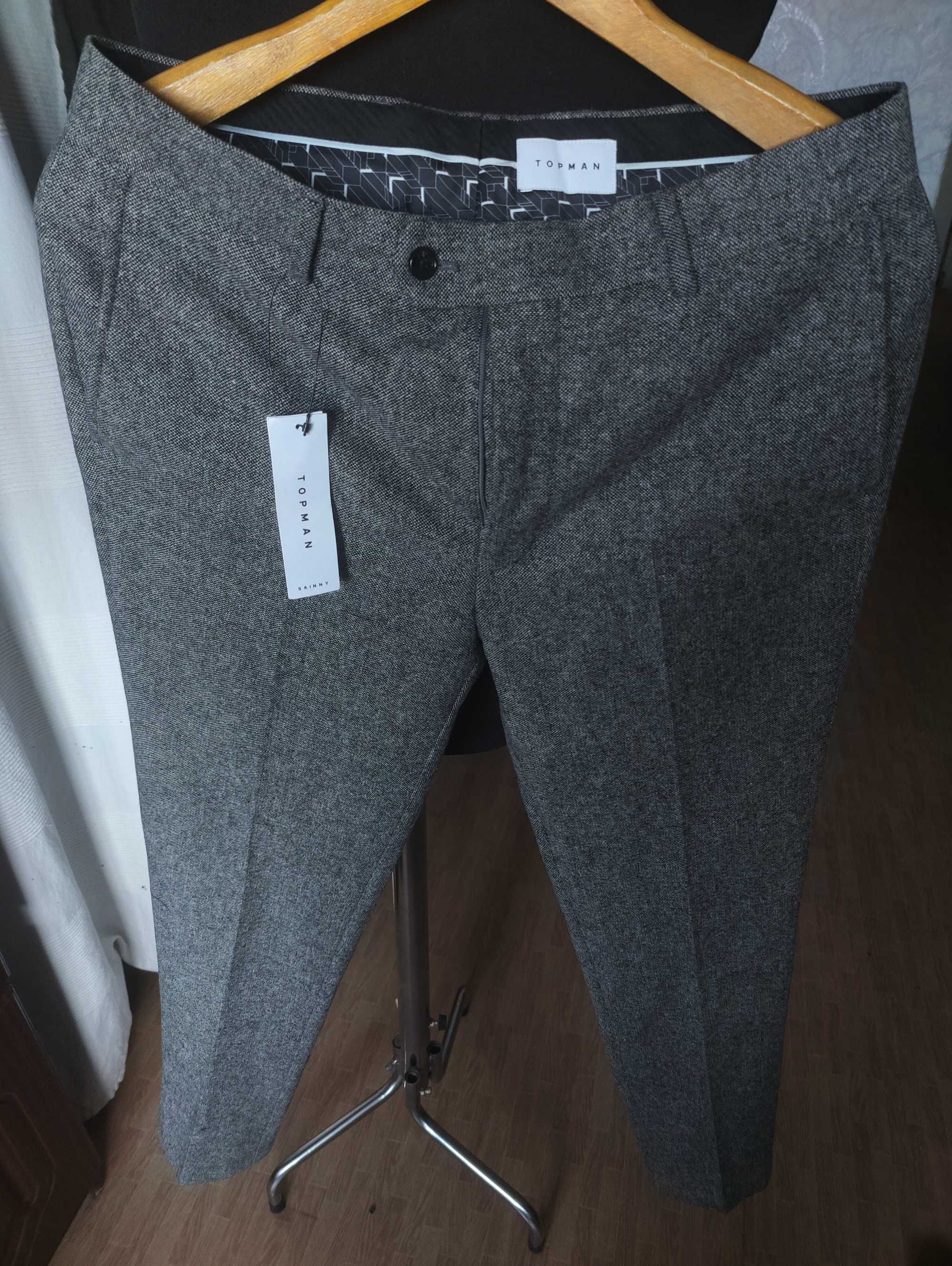 Джинсы брюки TopMan wool trousers Англия w32 grey.