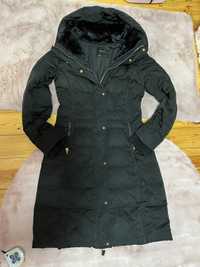 Zara basic płaszcz kurtka długa czarna puch pikowana puchowa zimowa XS