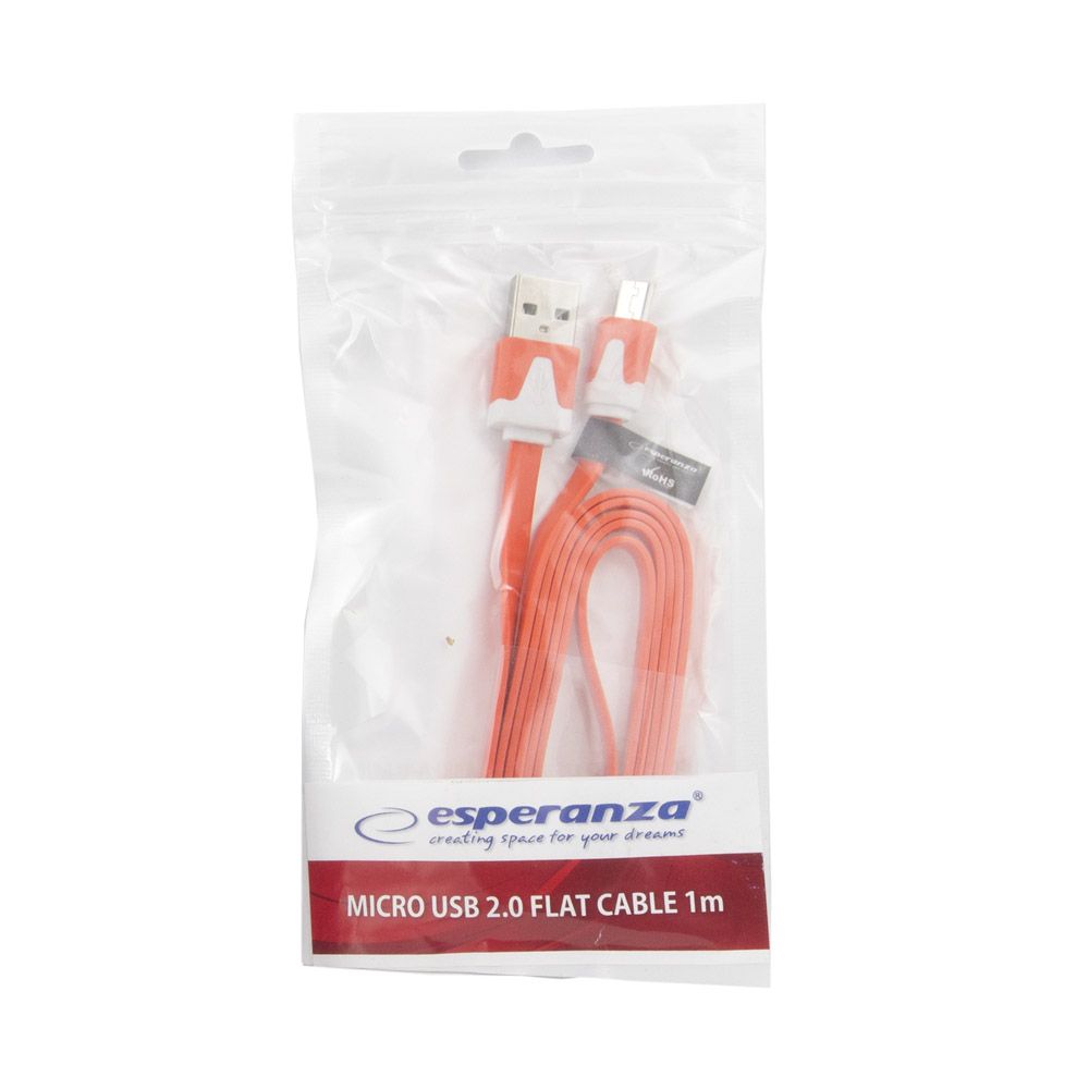 eb183o esperanza kabel micro usb 2.0 a-b m/m 1.0m płaski pomarańczowy