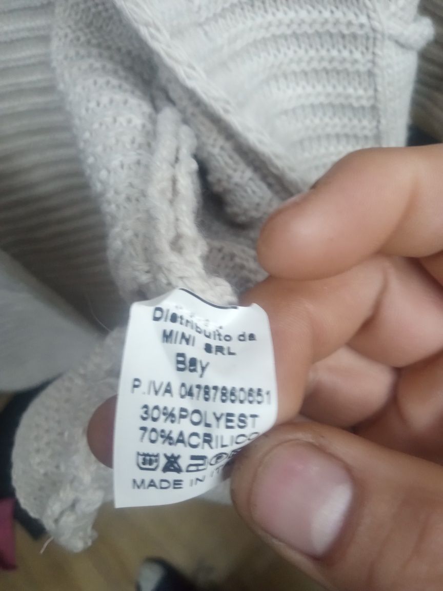 Sweter/Kardigan włoski Bay w prążki rozmiar uni