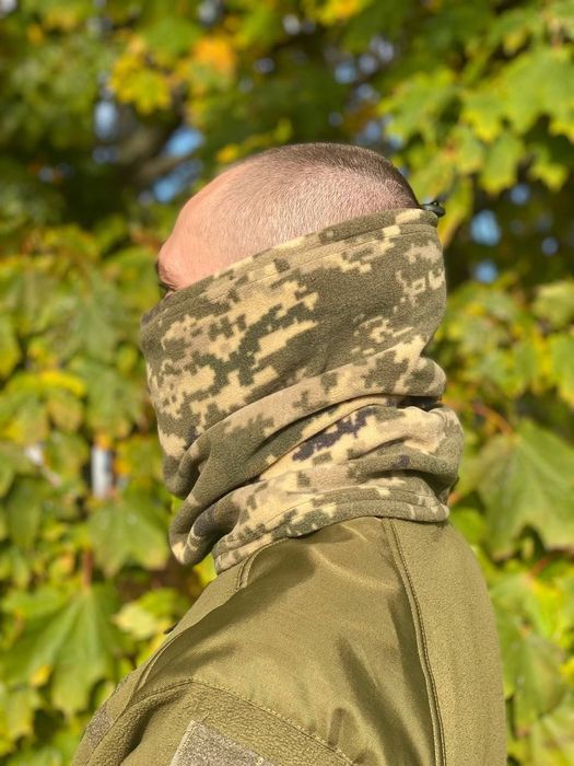 Баф труба флісовий зимовий піксель ЗСУ мультикам білий бафф флисовый