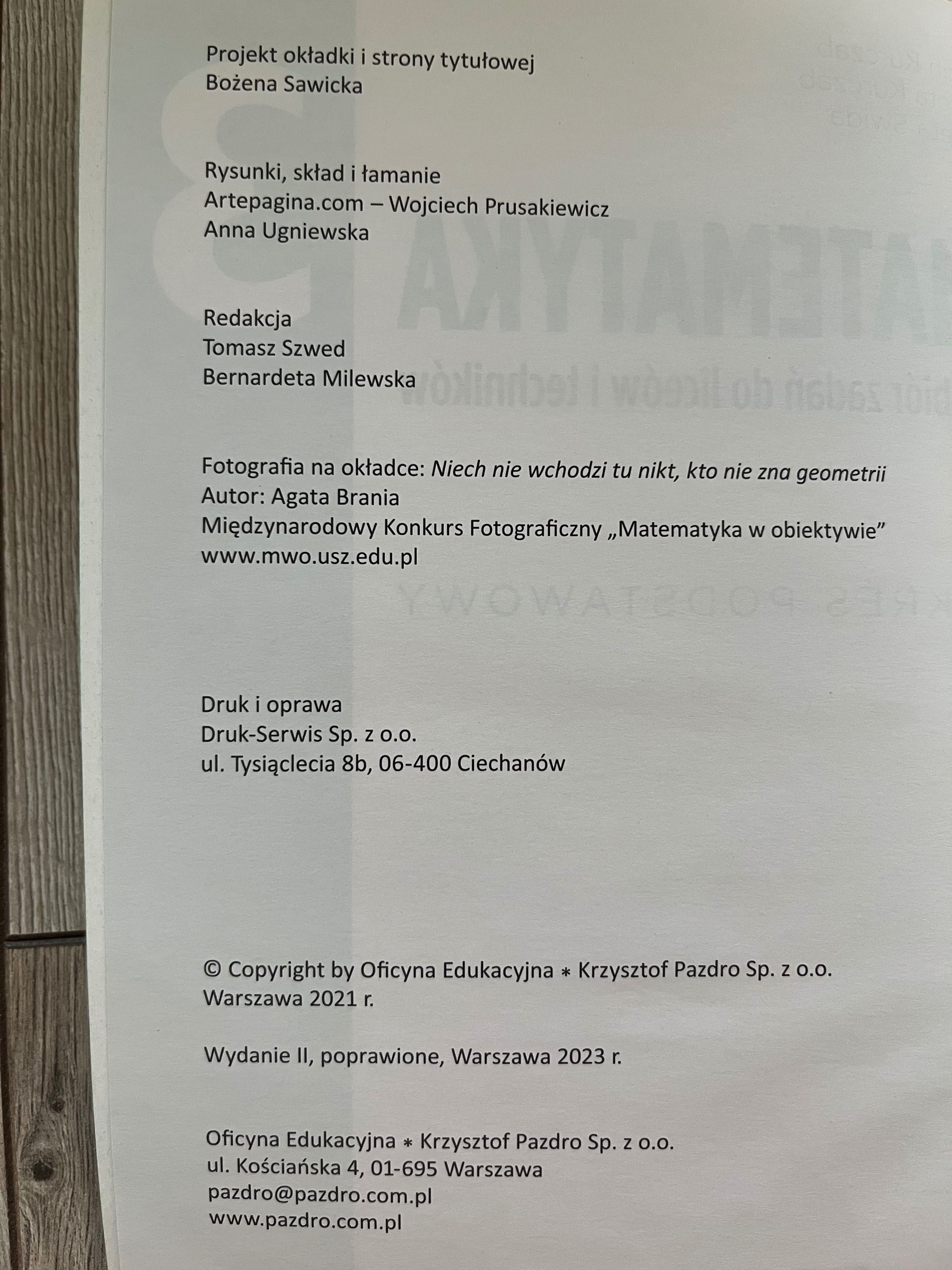Matematyka 3 Zbiór zadań zakres podstawowy M. Kurczab