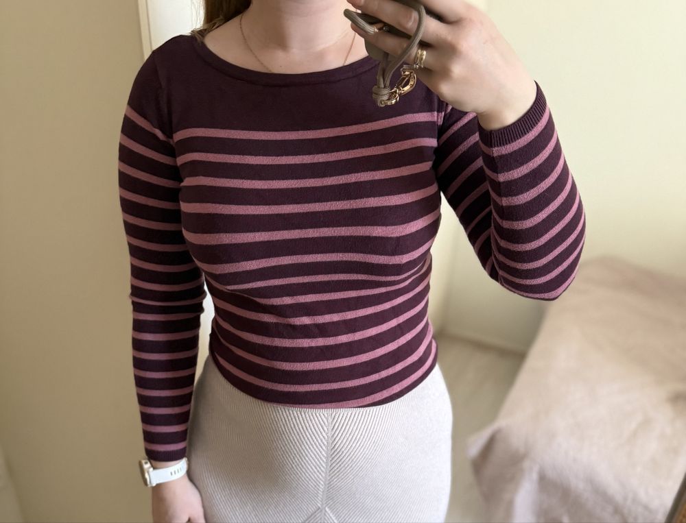 Fioletowy sweter damski w paski C&A XS