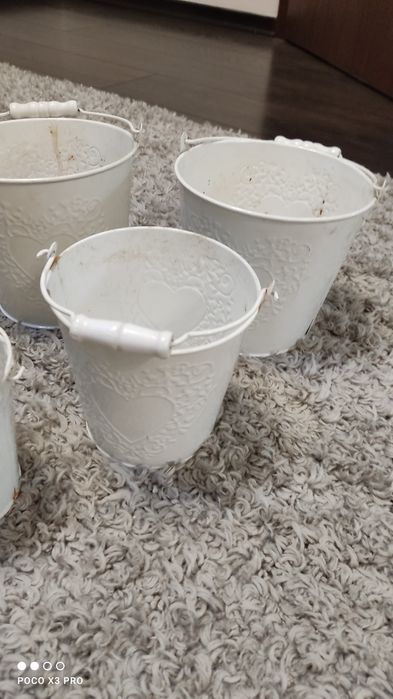 7 osłonki na doniczki zestaw metalowe różne wymiary