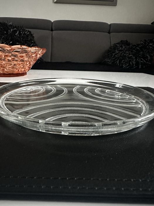 Stare szkło Talerz, patera huta Hortensja.      PRL