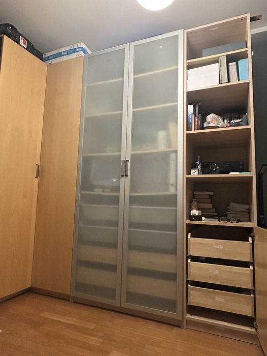 Szafa Ikea Pax narożna szafa regały szuflady naturalna