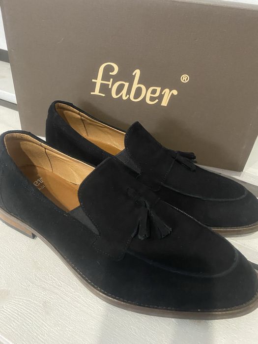 Buty/Mokasyny eleganckie skórzane męskie/chłopięce czarne rozm39