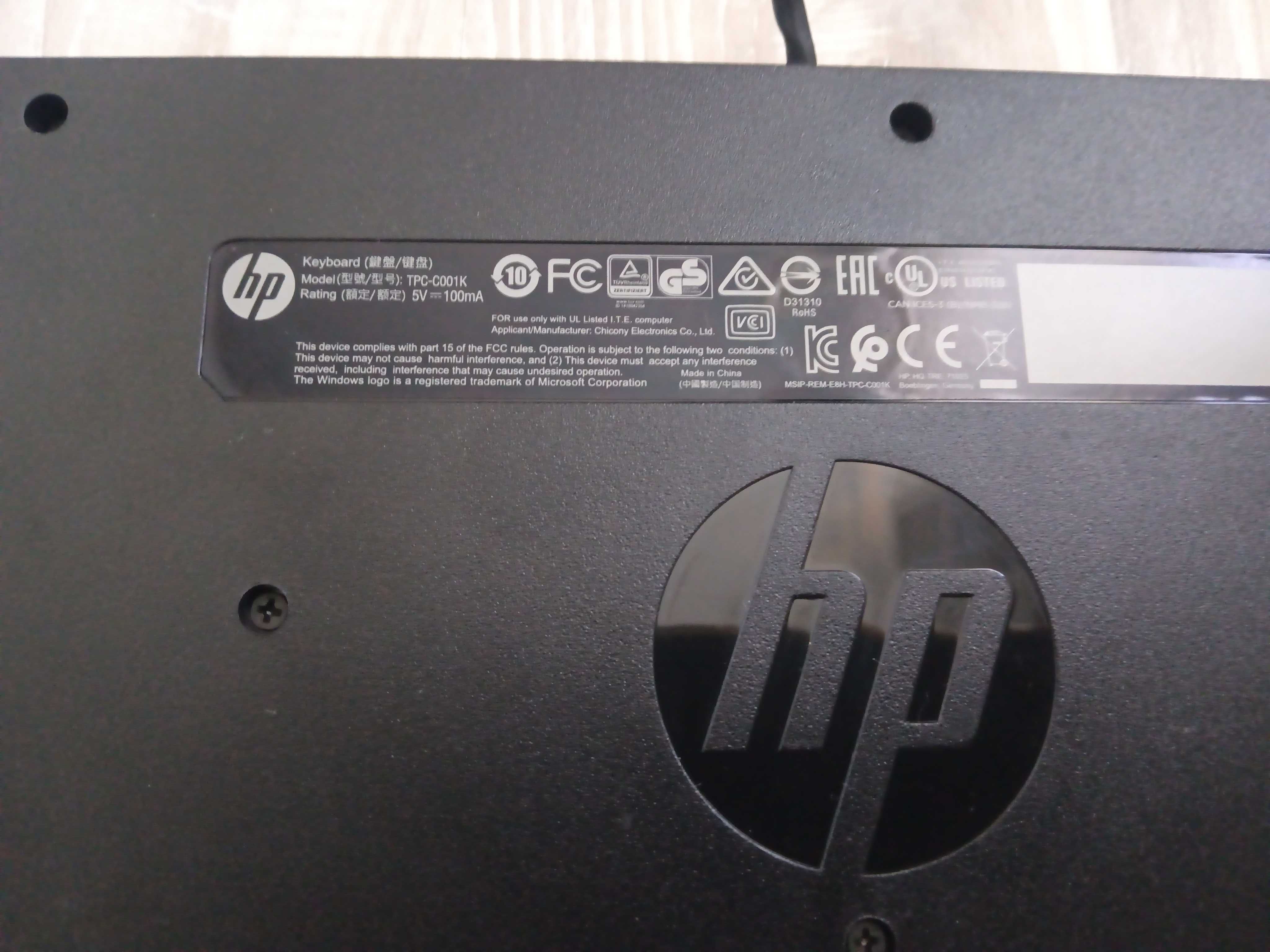 Klawiature HP TPC-C001K + mysz optyczna Dell MS116.