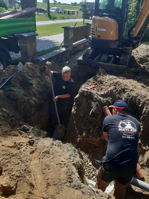 Usługi minikoparką, przyłącza wodno-kanalizacyjne, prace ziemne