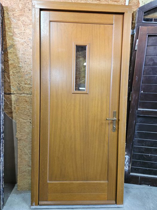 DRZWI Zewnętrzne Mahoniowe Drewniane Wejściowe 108x229cm