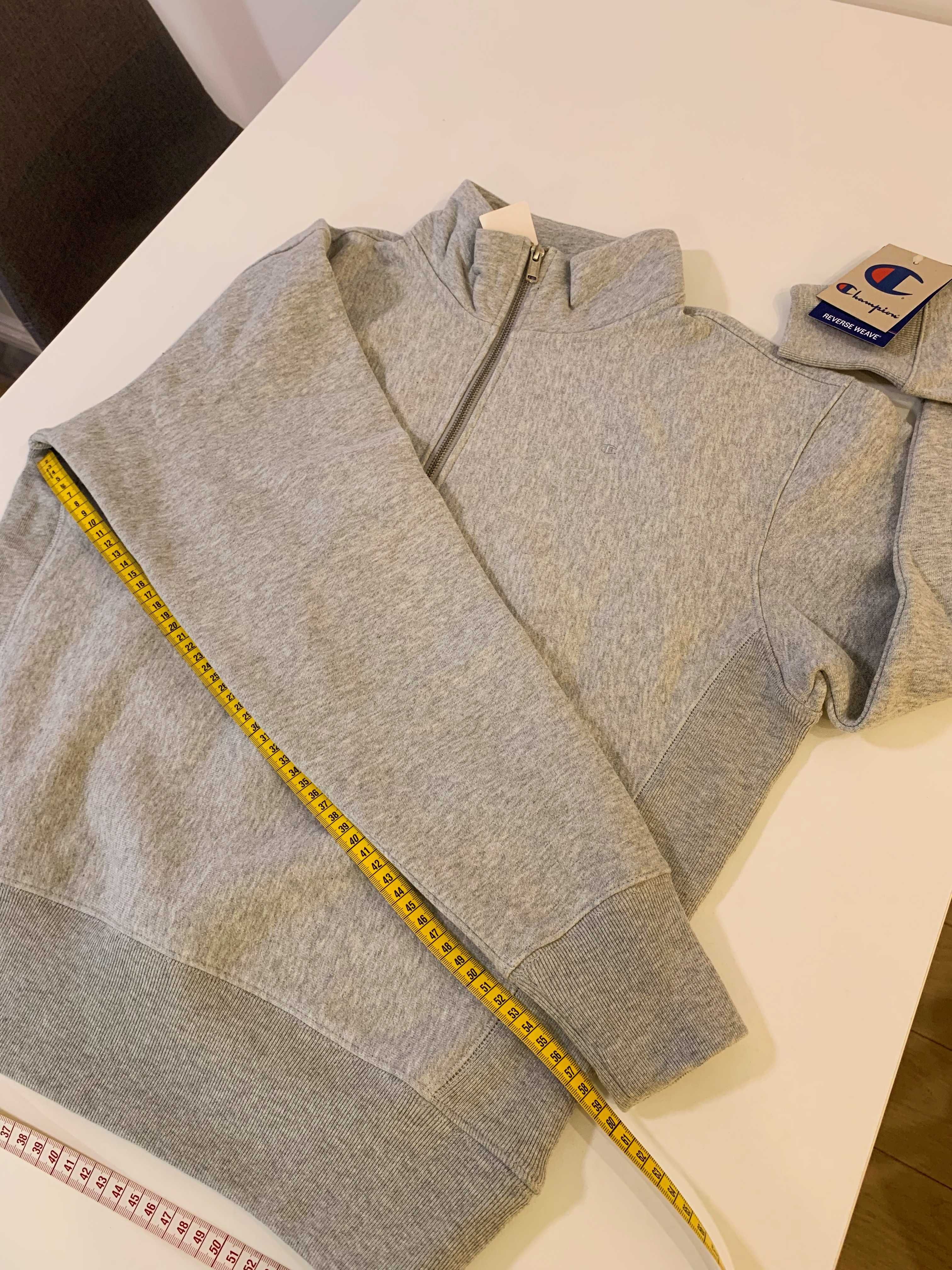 Champion Reverse Weave Quarter-Zip Sweatshirt Grey S M bluza half-zip