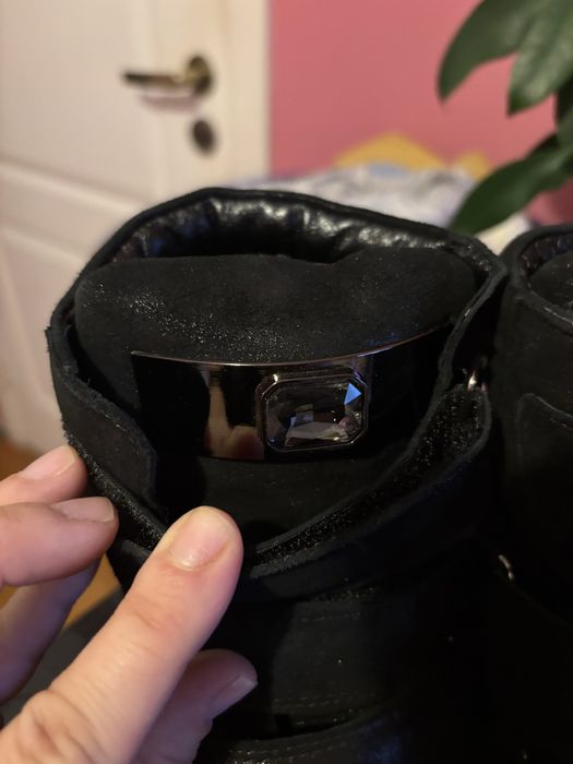 Botki na koturnie ze skory Marshall 36