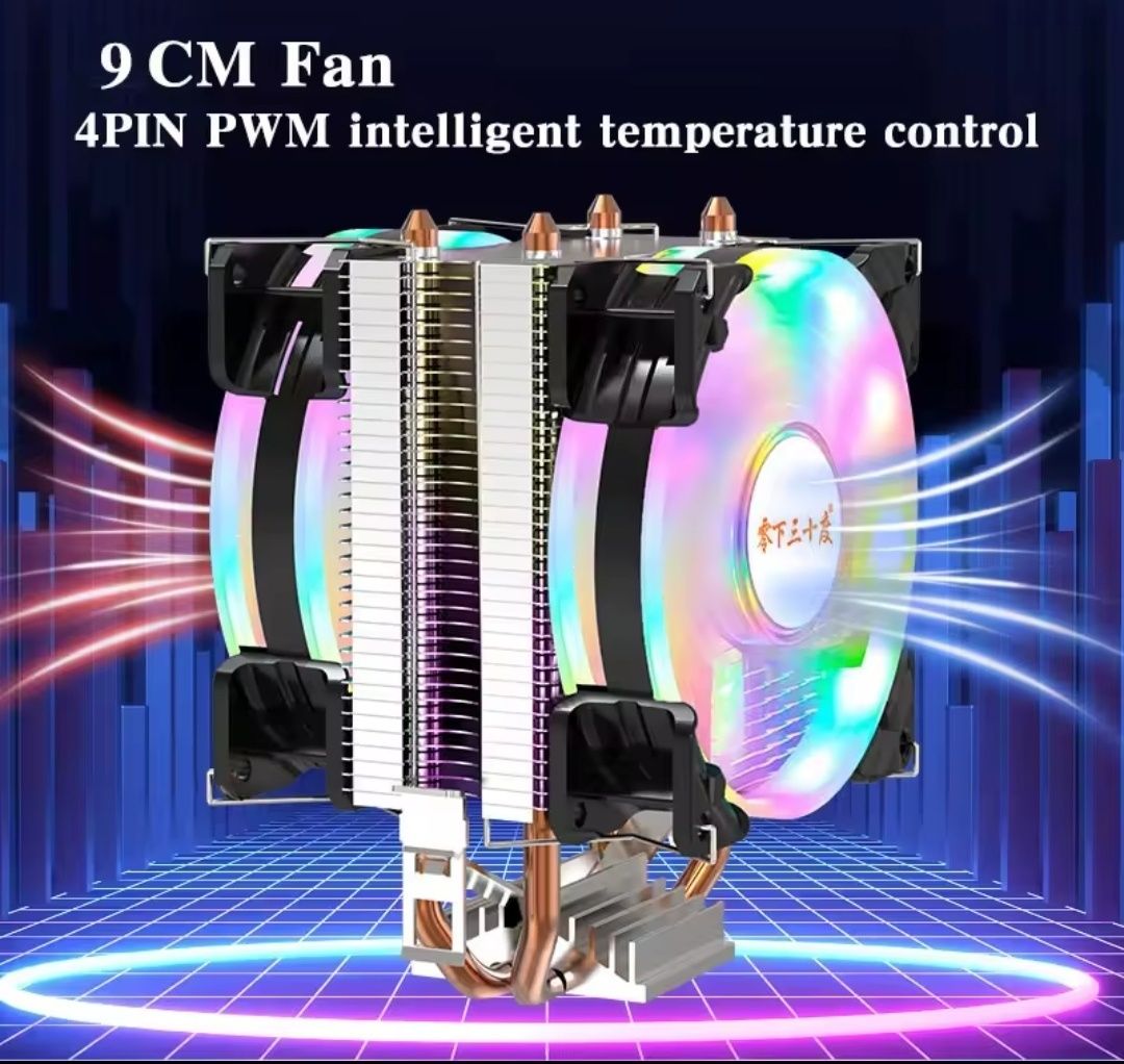 Процессорный кулер Adegrees RGB 4pin 105TDP для Intel и AMD Новый