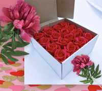 ZESTAW Róże Mydlane Prezent Kwiaty Flower Box Walentynki Okazja!