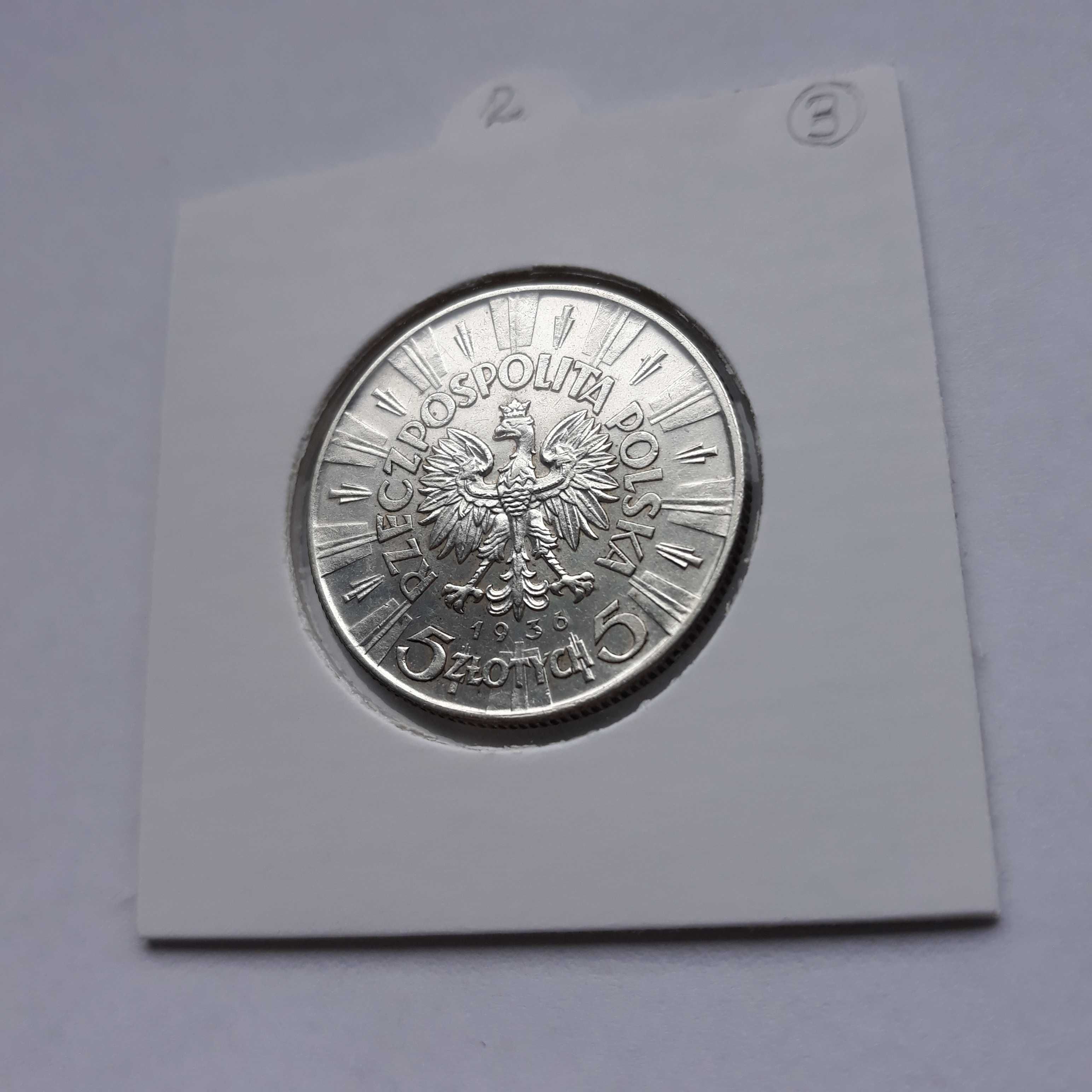 Moneta 5zł Piłsudski 1936 - srebro monety 2 RP ( II RP nr 2/3)