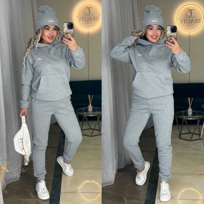 Костюм жіночий теплий на флісі з шапкою | костюм женский модель 1006