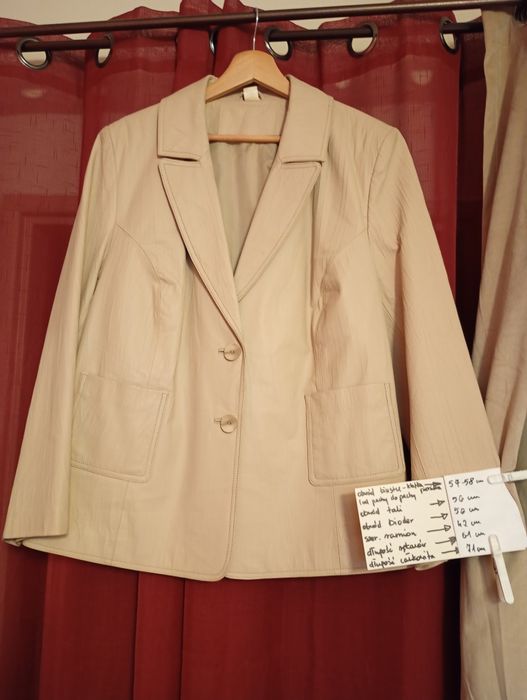 Marynarka, kurtka skórzana damska beż size 48