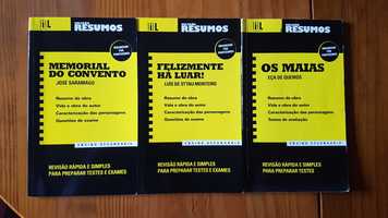 Livros "Coleção Resumos", "Felizmente Há Luar", "Memorial do Convento"