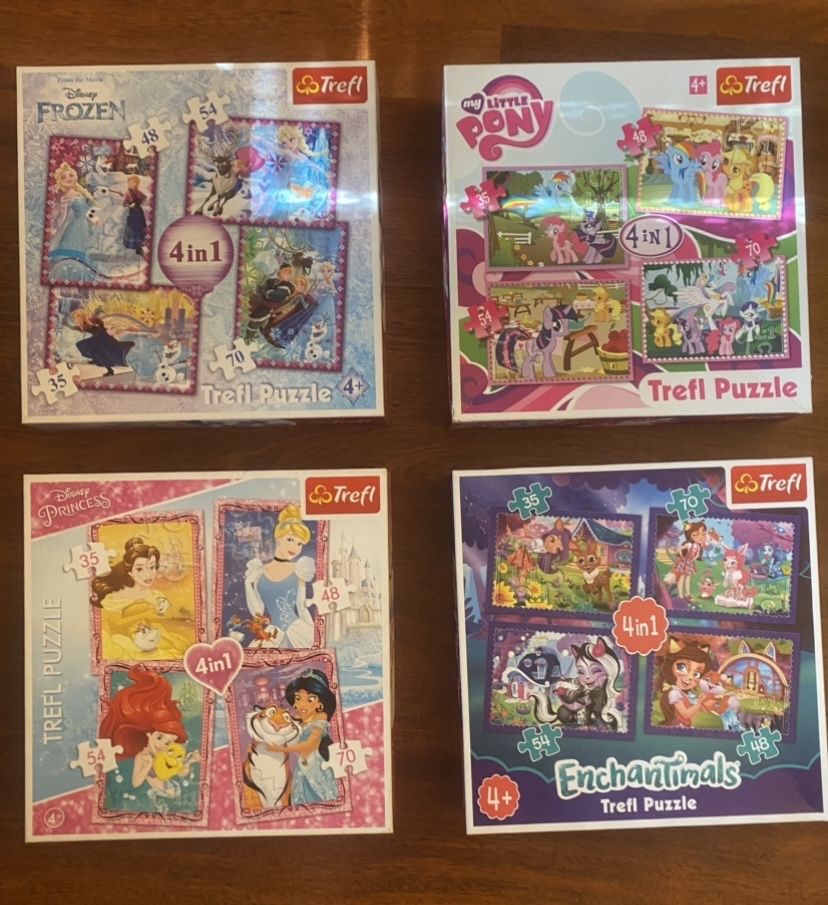 Puzzle 4in1  4+ Elsa, My Little Pony, Księżniczki, Enchantimals
