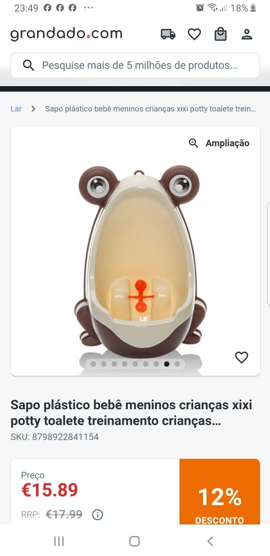 Urinol portátil criança, sapo castanho