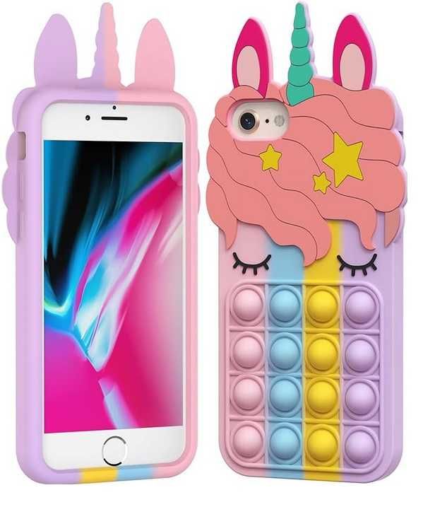 Etui JEDNOROŻEC dla Dzieci ,iPhone 6/6S/7/8 Plus ,Tęczowe Kawaii