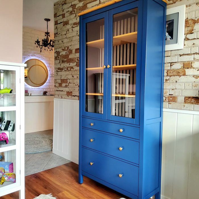 Kredens drewniany witryna ikea hemnes leksvik regal szafa komoda