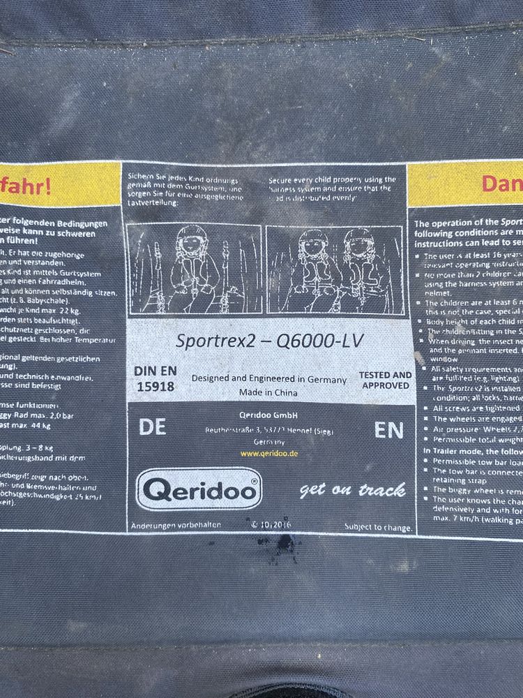 Przyczepka rowerowa Qeridoo Sportrex 2 niebieska pokrowiec gratis