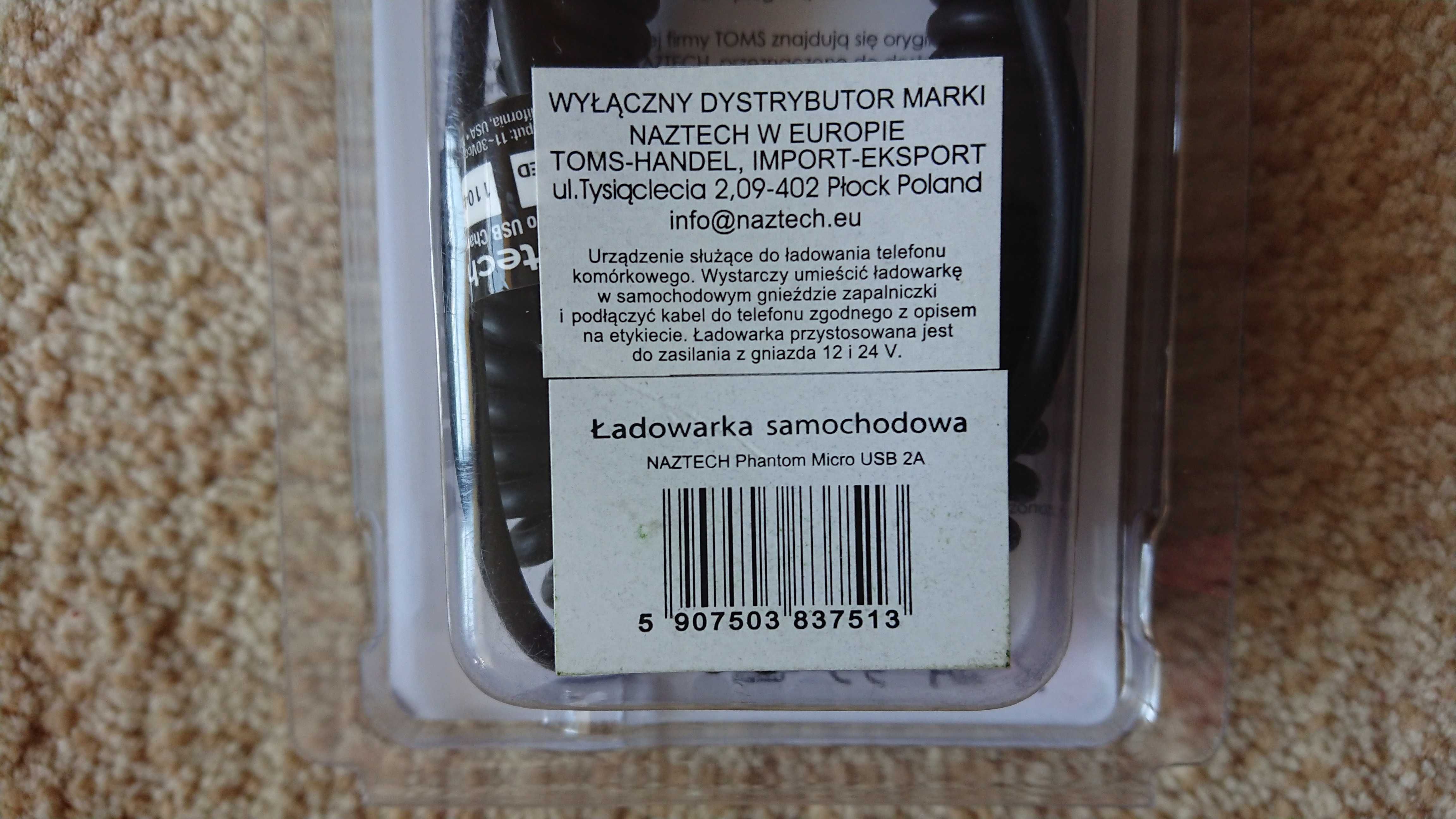 Ładowarka Naztech Phantom Micro USB 2.1A