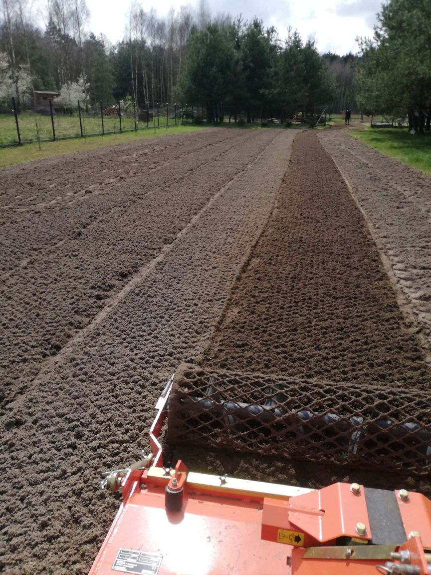 Usługi ogrodnicze, glebogryzarką separacyjną, zakładanie trawnika