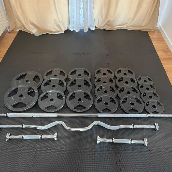 Zestaw Obciążeń Żeliwnych 93 kg Siłownia Hantle Sztanga Ciężary Żeliwo