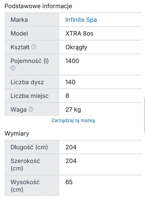 Basen z hydromasażem INFINITE  Spa XTRA NADMUCHIWANY dla 8 OSÓB