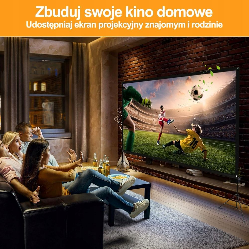 VISULAPEX 100-calowy ekran projektora, składany ekran 4K HD 16:9 torba