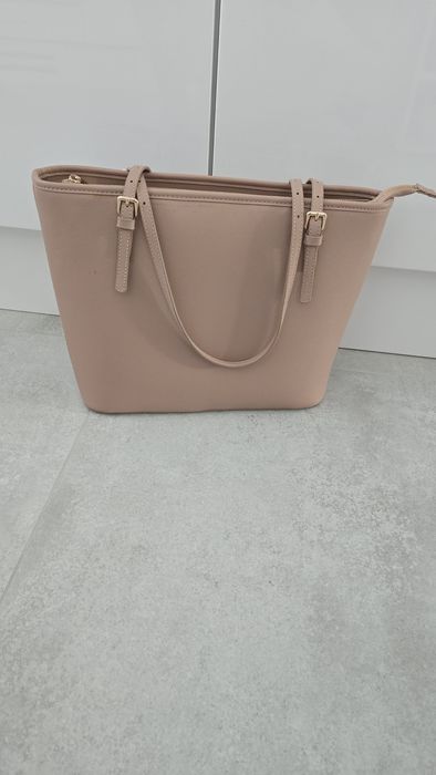 Różowa duża torebka H&M shopper pudrowy róż