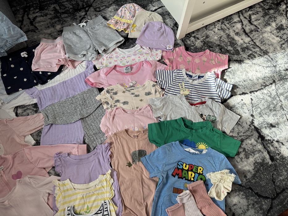 Пакет літніх дитячіх речей на дівчинку, шорти, сукня, футболка, р. 80