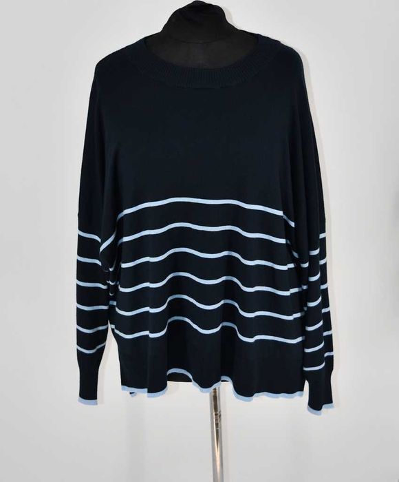 Cienki sweter Bon’a Parte XXXL 52/54 granatowy w paski