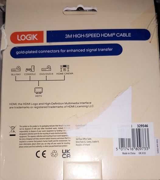Kabel HDMI LOGIK  High Speed ​​z Ethernetem - 3 m
