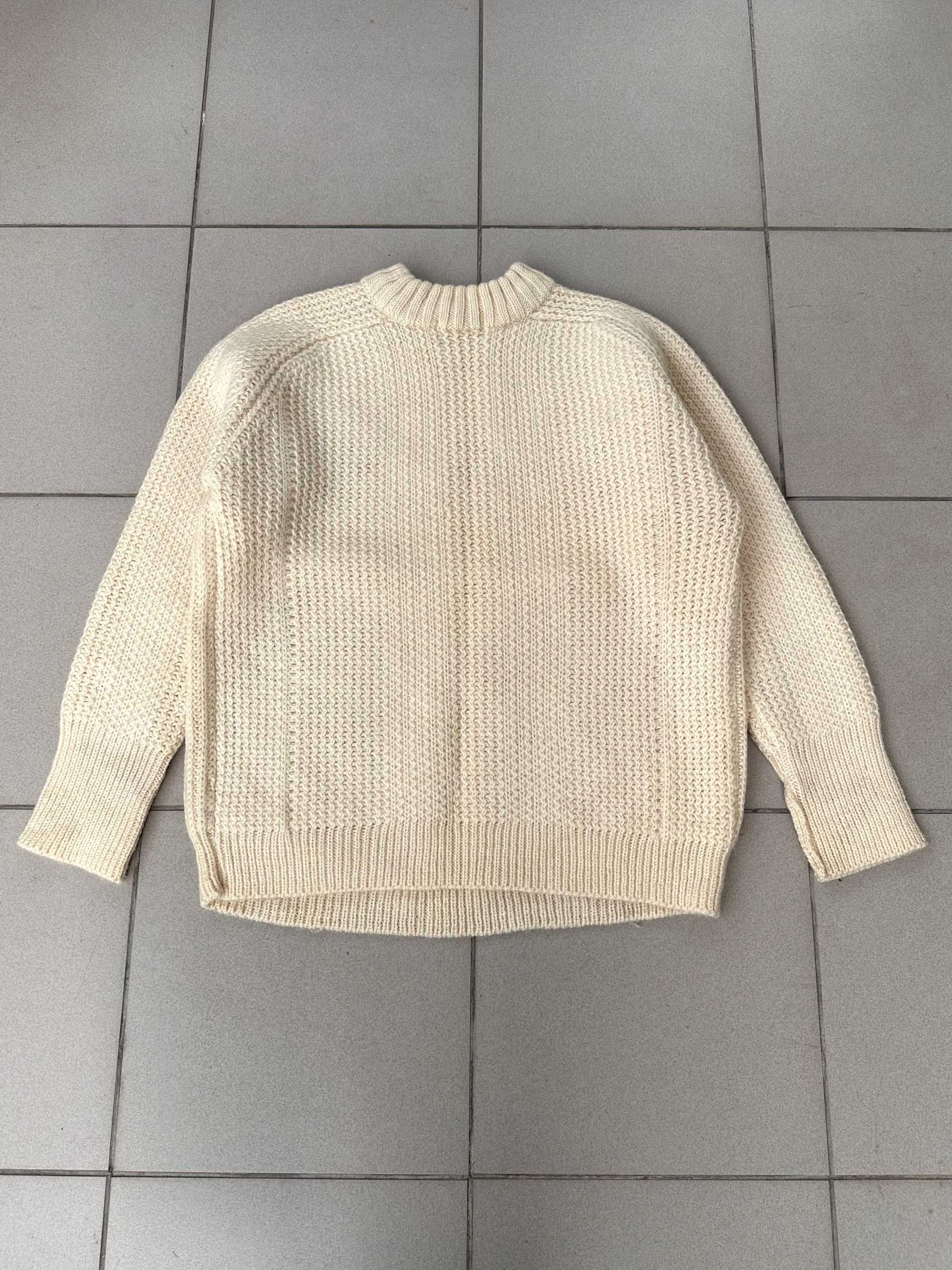 Sweter wełniany damski kremowy oversize old money r. L