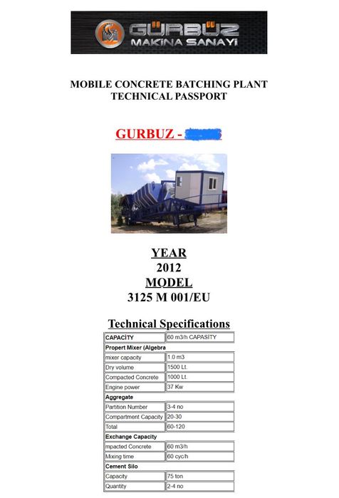 Мобильный бетонный завод 60 м3 (Сделано в Турции)