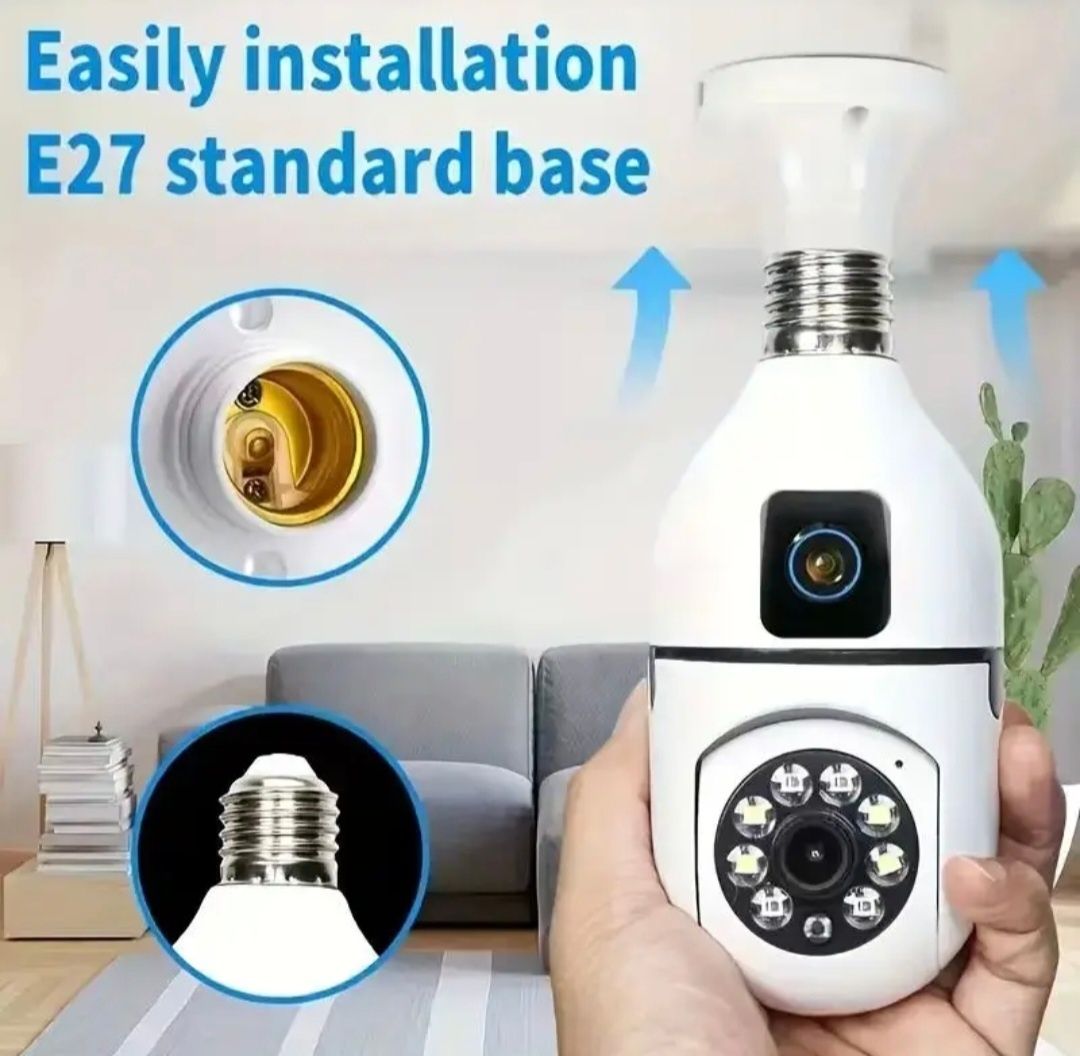 Kamera WiFi 2w1 w Kształcie Żarówki – Gun Ball Lamp Face WiFi Camera