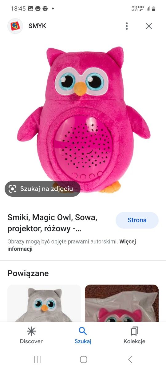 Smiki magic owl projektor gwiazdki z dźwiękiem stan bdb